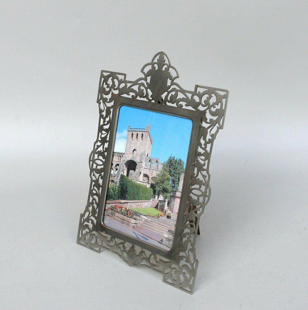 Antique Biedermeier Nickel Plated Picture Frames, Set Of 2 photo vintage