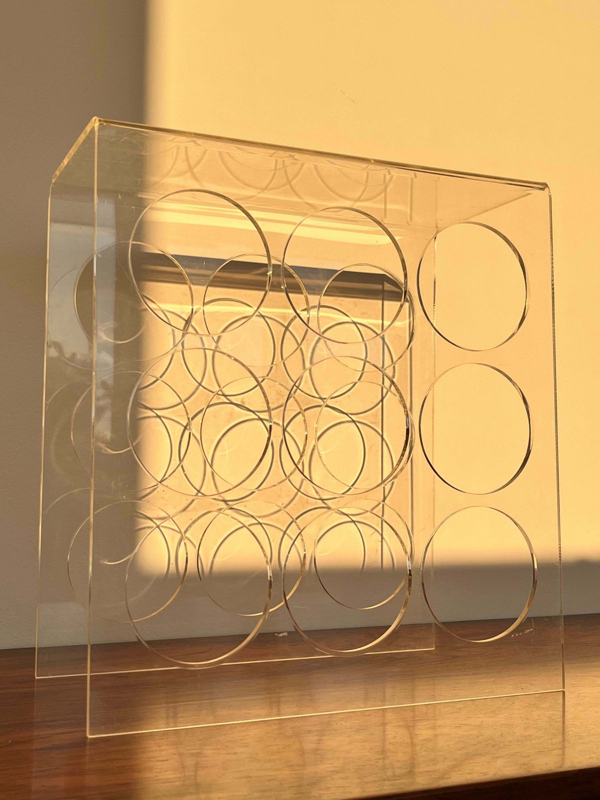 Mid Century Plexiglass, Perspex Wine Rack/Holder For 9 Bottles   1980s photo for sale
