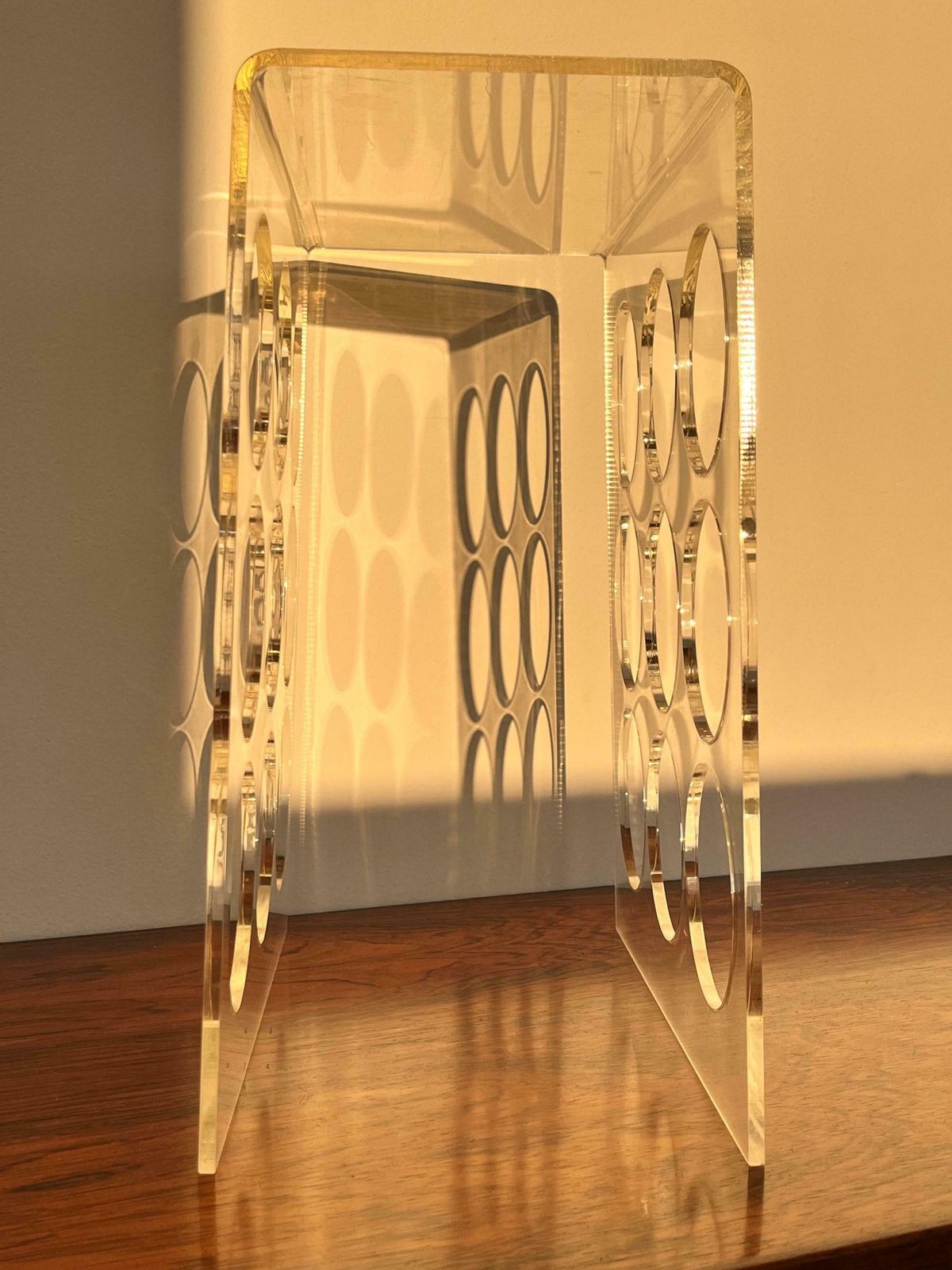 Mid Century Plexiglass, Perspex Wine Rack/Holder For 9 Bottles   1980s photo Furniture