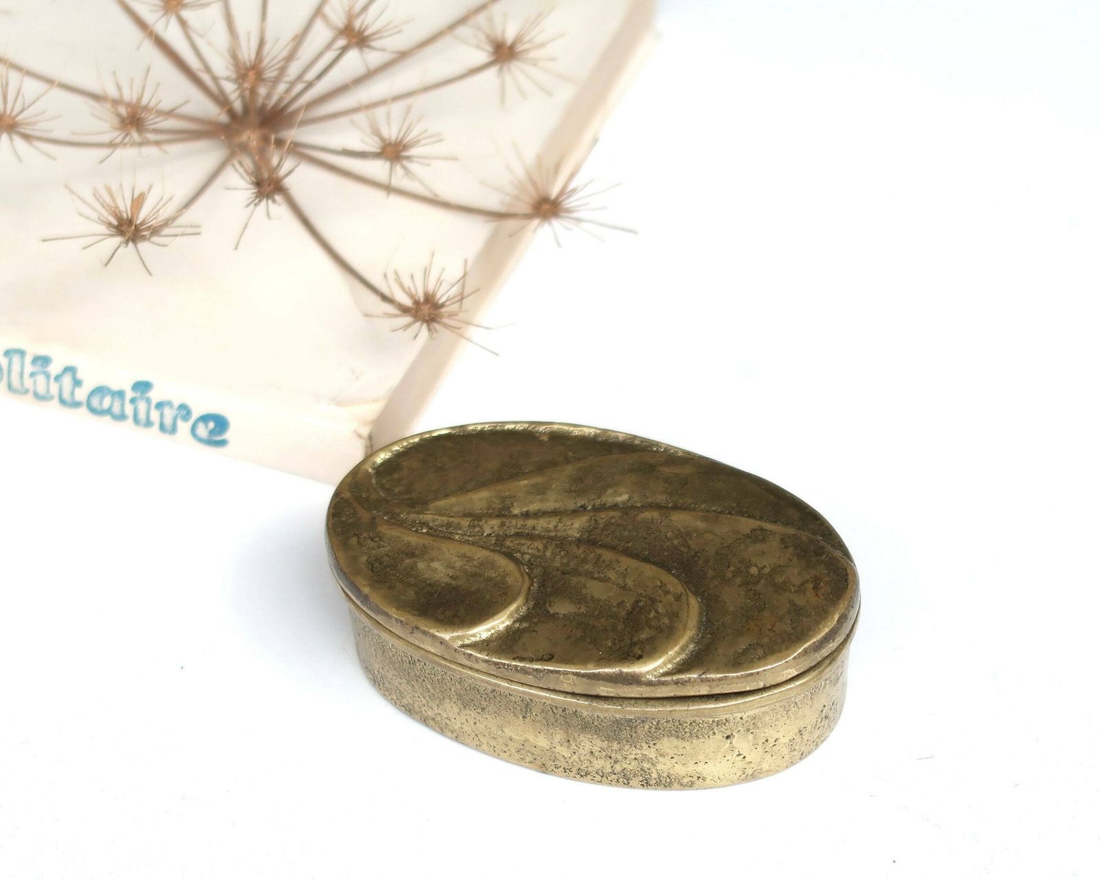 Ovale Messing Juwelendoos, Jaren 1970 / Vintage, Boho Chic, Bohemian, Trouwringendoos