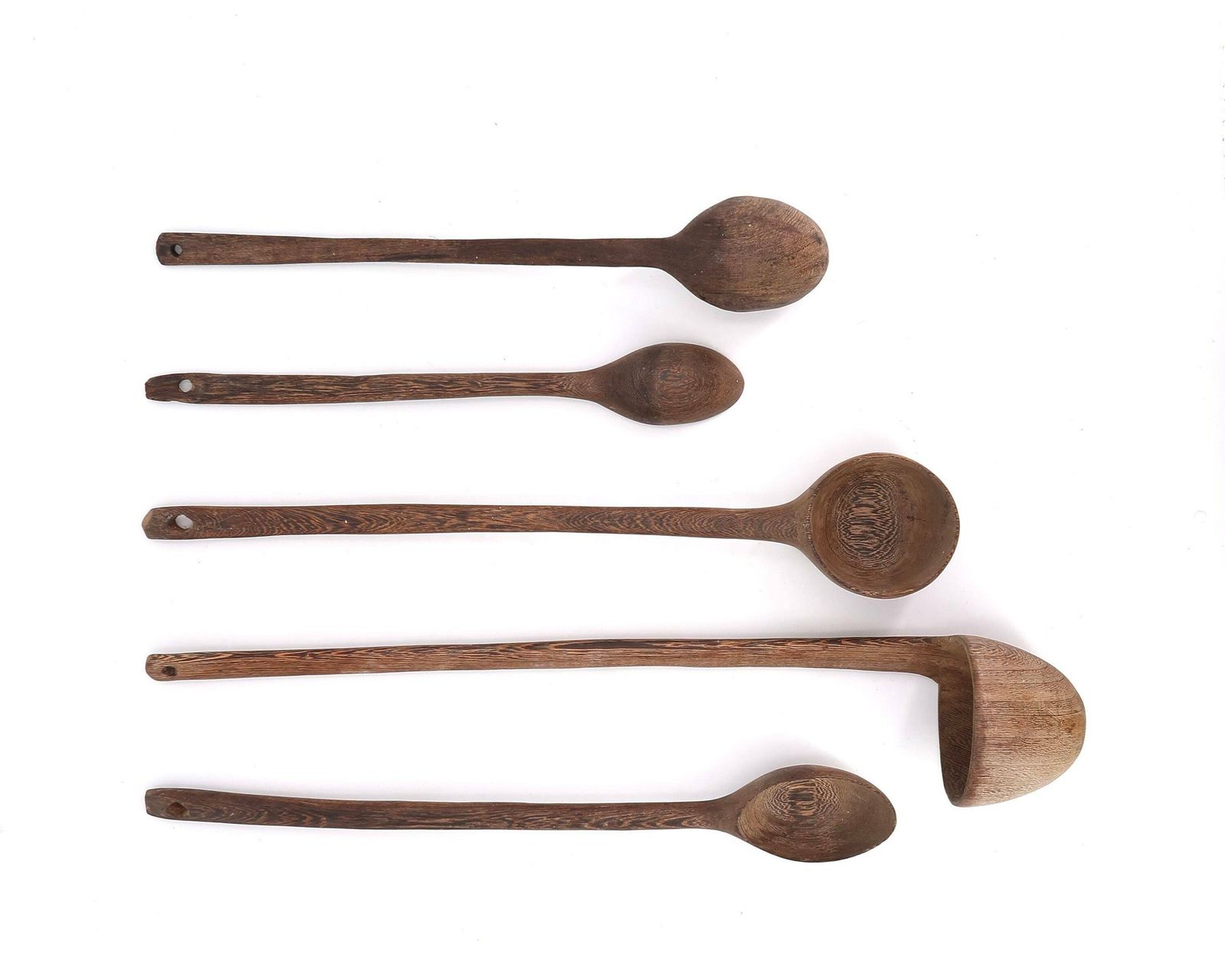 Set Of 5 Wooden Rustic Ladles And Spoons, 1950s / French, France, Wood, Kitchen Wall Hanging, Bohemian Interior photo furniture