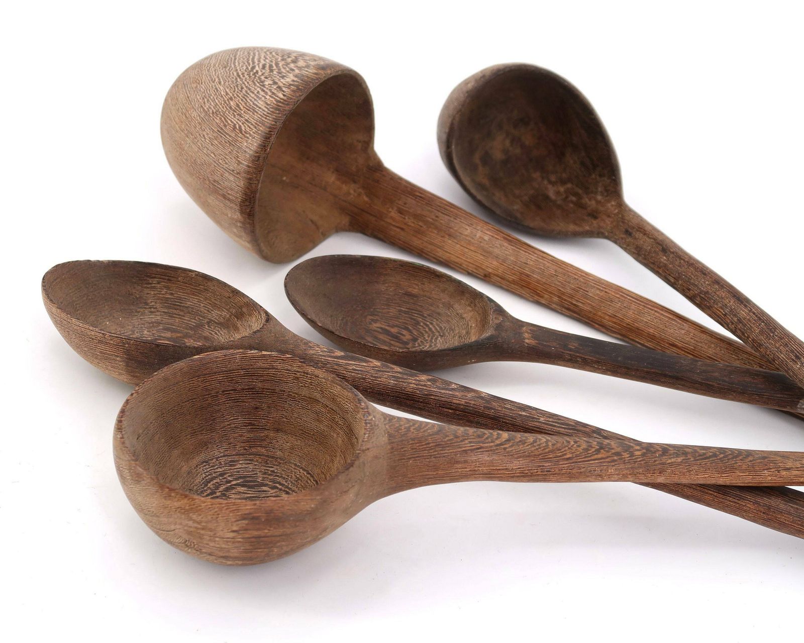 Set Of 5 Wooden Rustic Ladles And Spoons, 1950s / French, France, Wood, Kitchen Wall Hanging, Bohemian Interior photo Home Decor