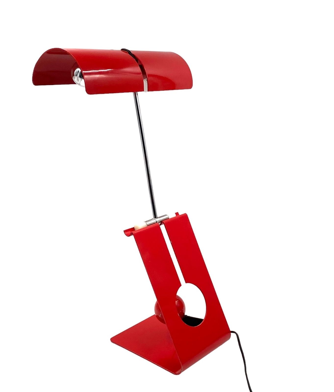 900.0 Mauro Martini, Red 'Picchio' Woodpecker Table Lamp, F.Lli Martini Italy 1970s photo