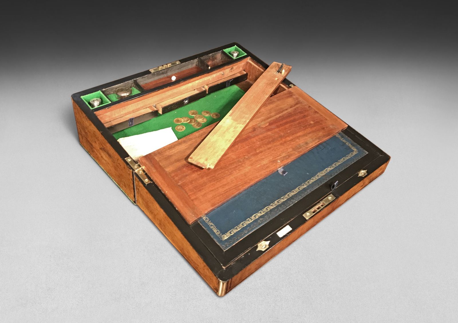 Burr Walnut And Brass Campaign Writing Box By Mappin & Webb photo vinterior