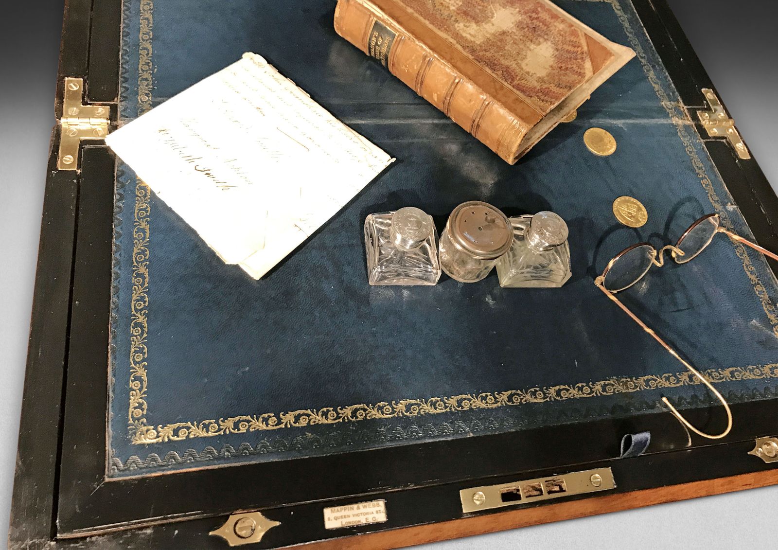 Burr Walnut And Brass Campaign Writing Box By Mappin & Webb photo vintage