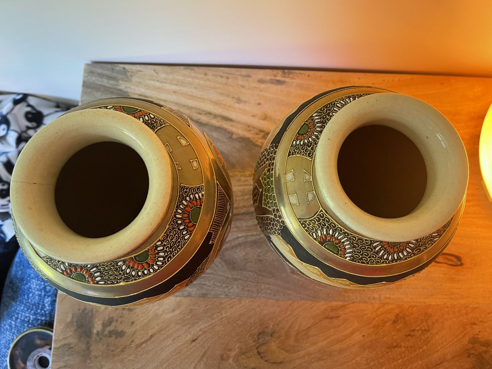 Pair Of Early 20th Century Maruni Satsuma Vases 31cm Tall photo vinterior