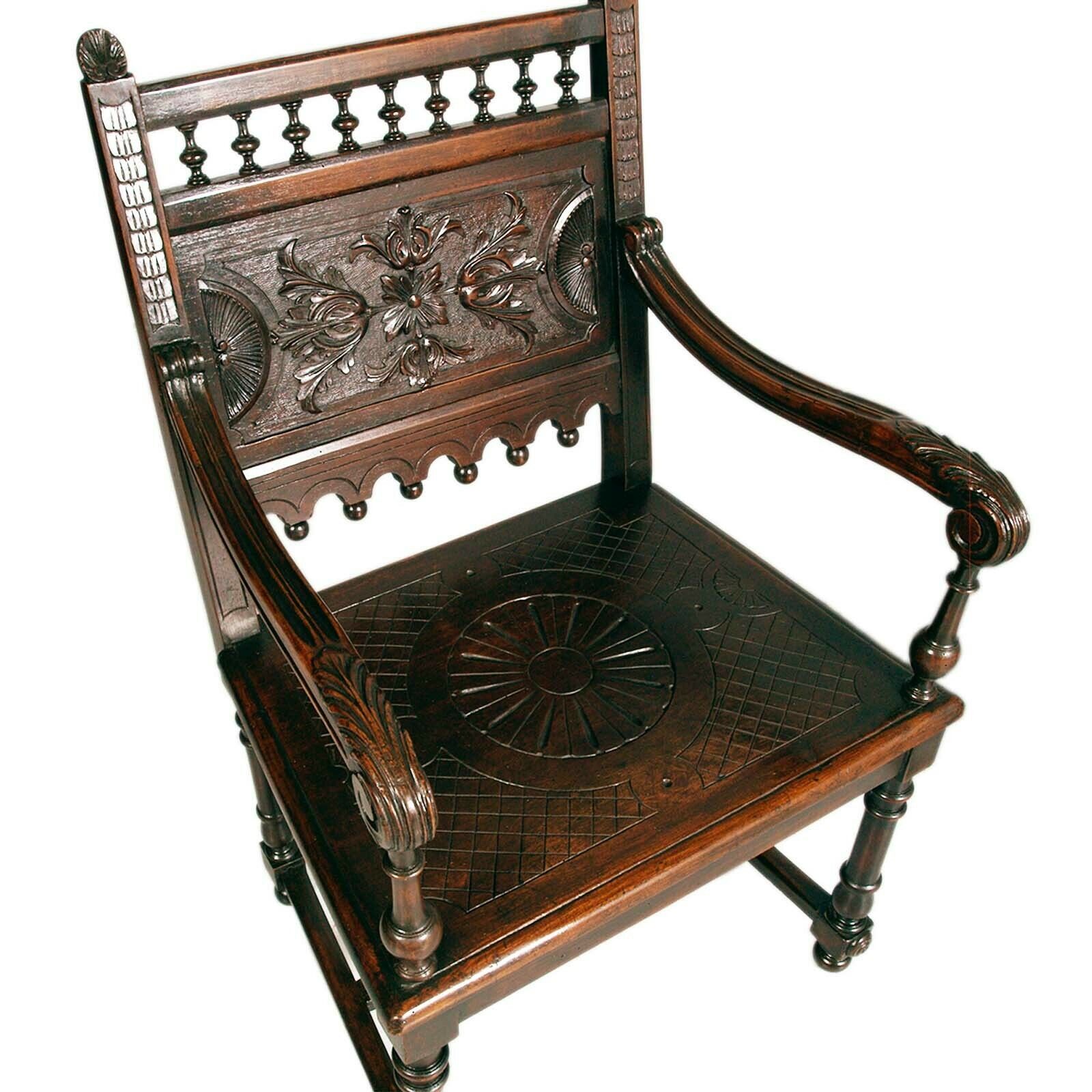 Venice Armchairs By Testolini Frères Renaissance Style. Solid Oak, Wax Polished photo furniture