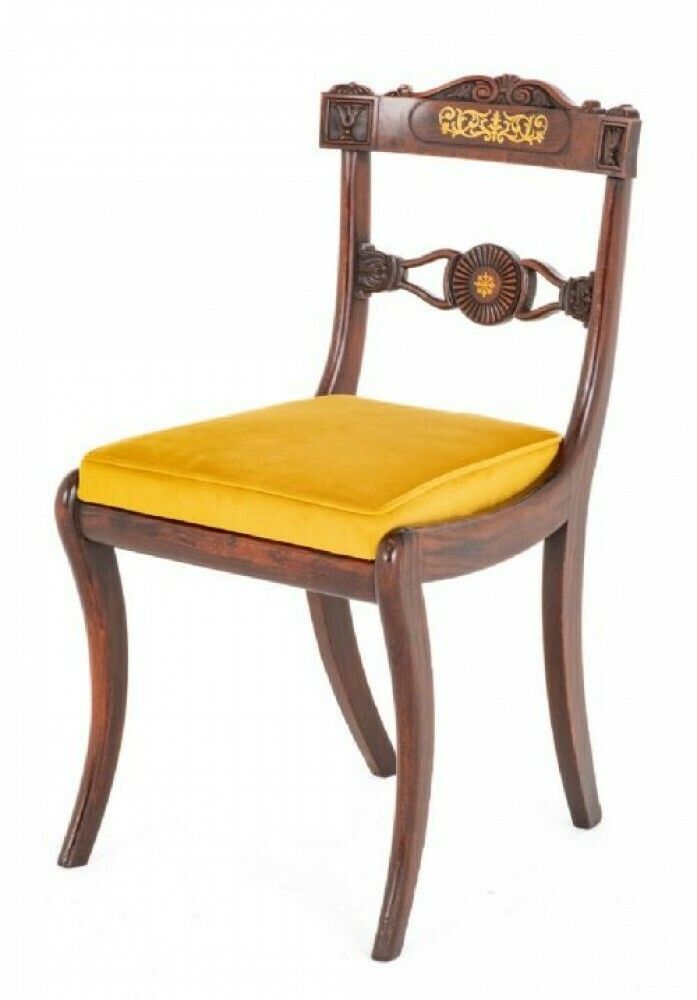 Set Regency Dining Chairs Period Antique Brass Inlay photo furniture