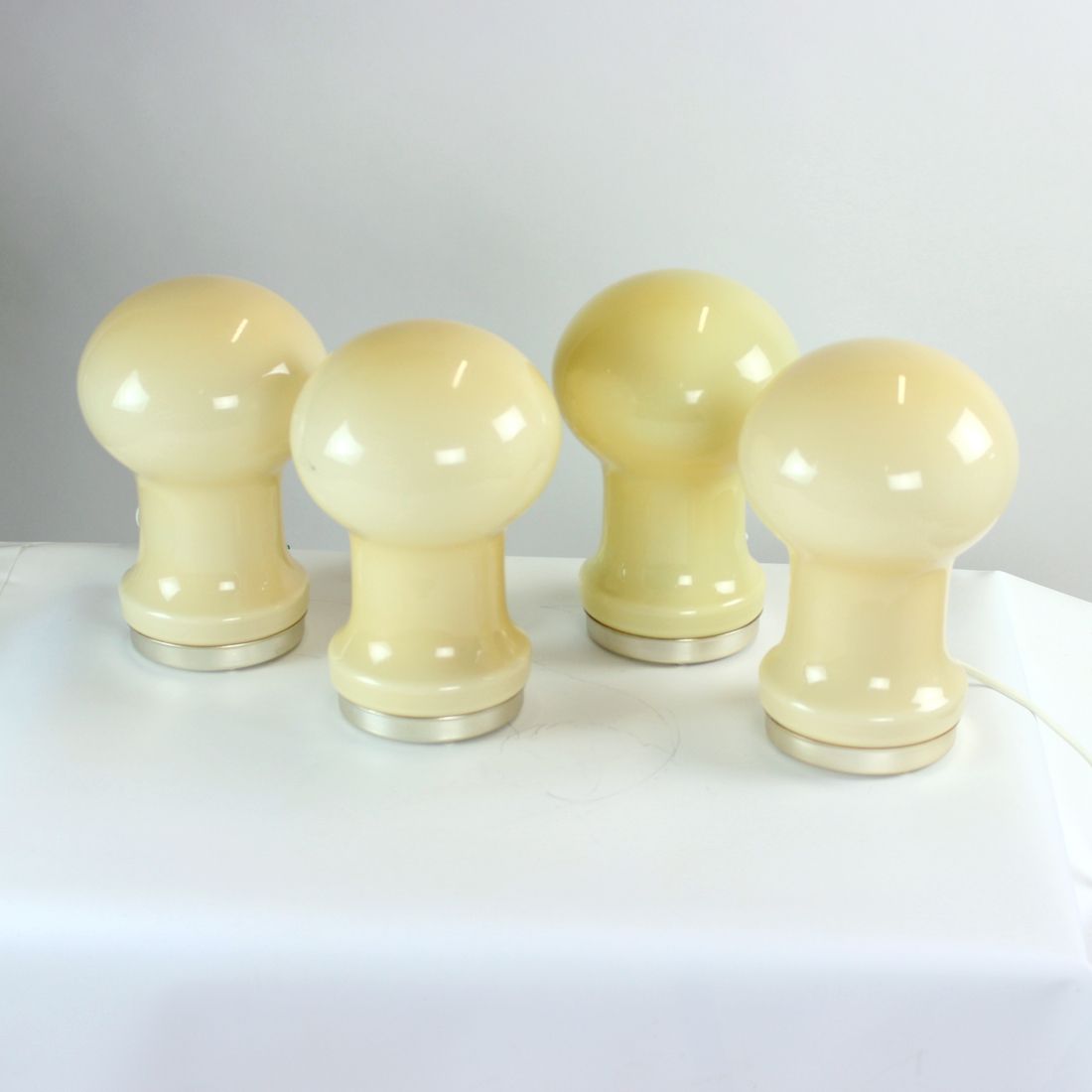 Unique Beige Opaline Glass Table Lamp By Ivan Jakes, Czechoslovakia 1960s photo vintage