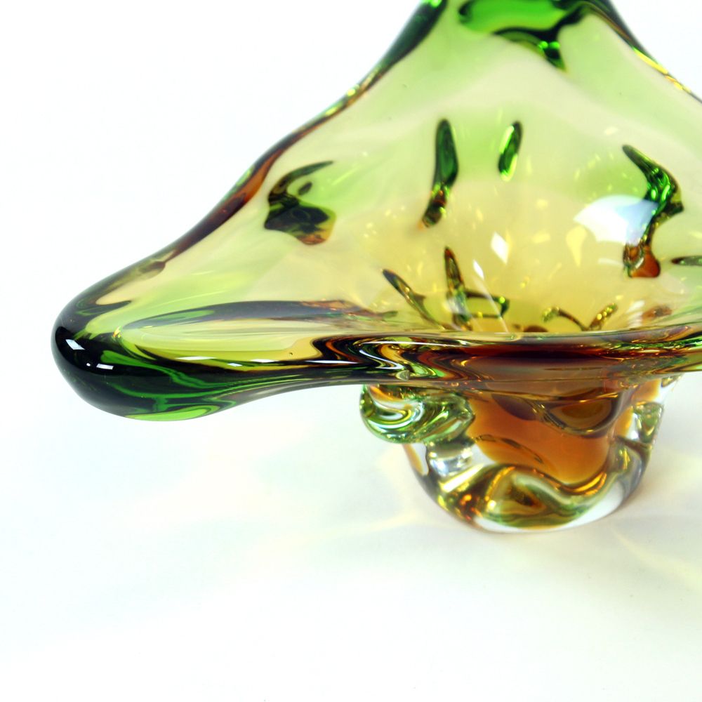 Unique Art Glass Bowl By Frantisek Zemek For Glass Factory Mstisov, Czechoslovakia photo vinterior