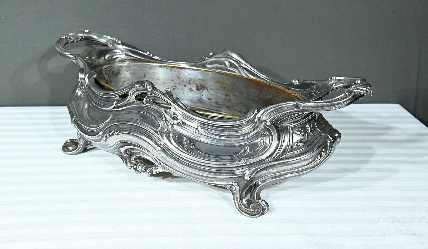 Silvered Bronze Planter, Victor Saglier, Art Nouveau – Late 19th Century photo for sale