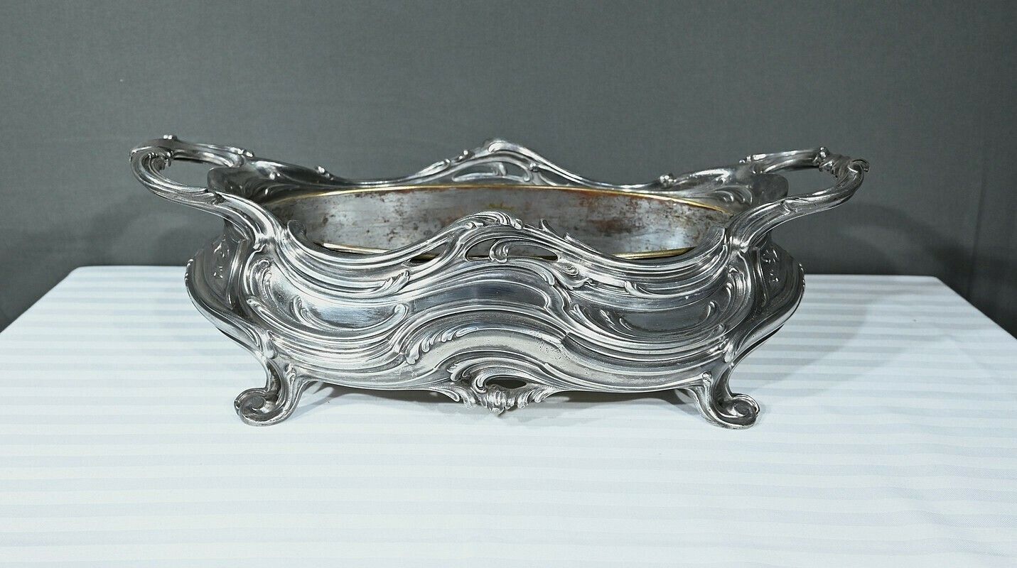 Silvered Bronze Planter, Victor Saglier, Art Nouveau – Late 19th Century photo 1320.0
