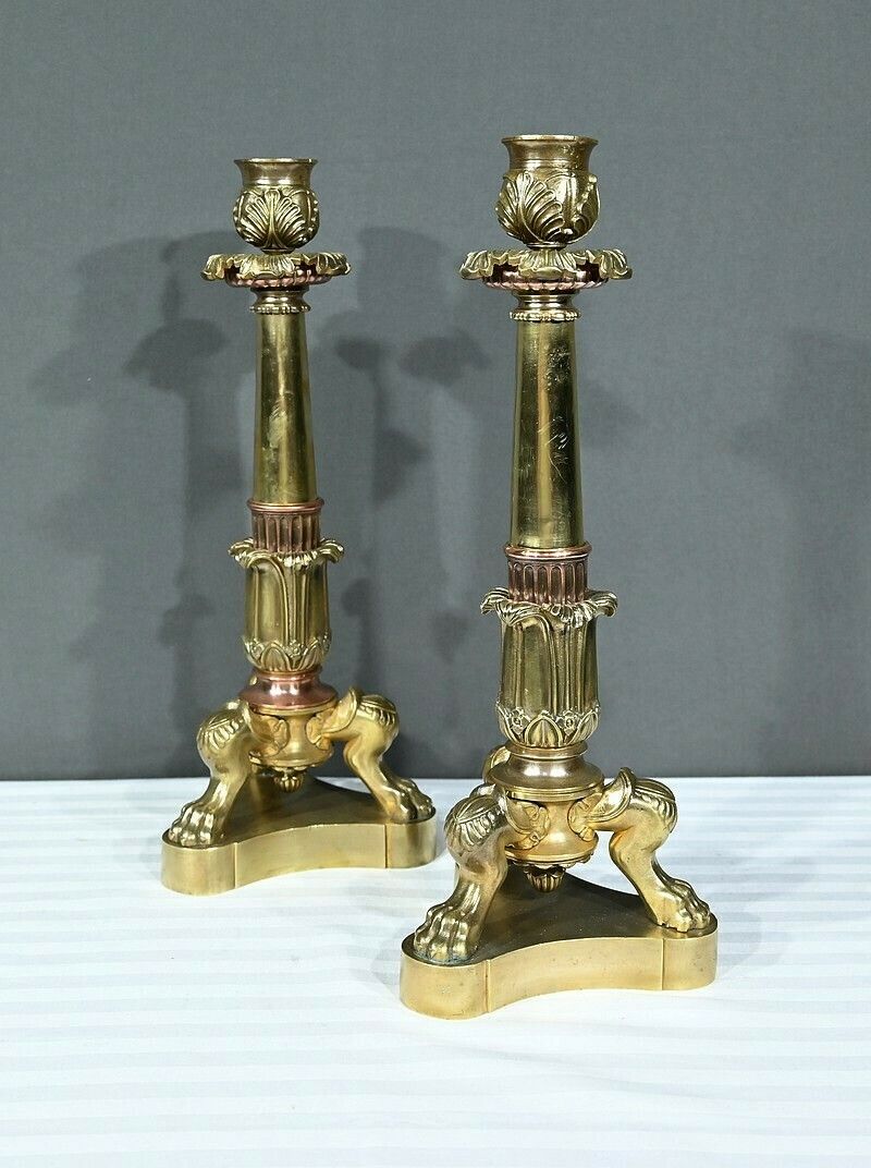 Pair Of Bronze Candlesticks, Restoration Period – Early 19th Century photo 900.0