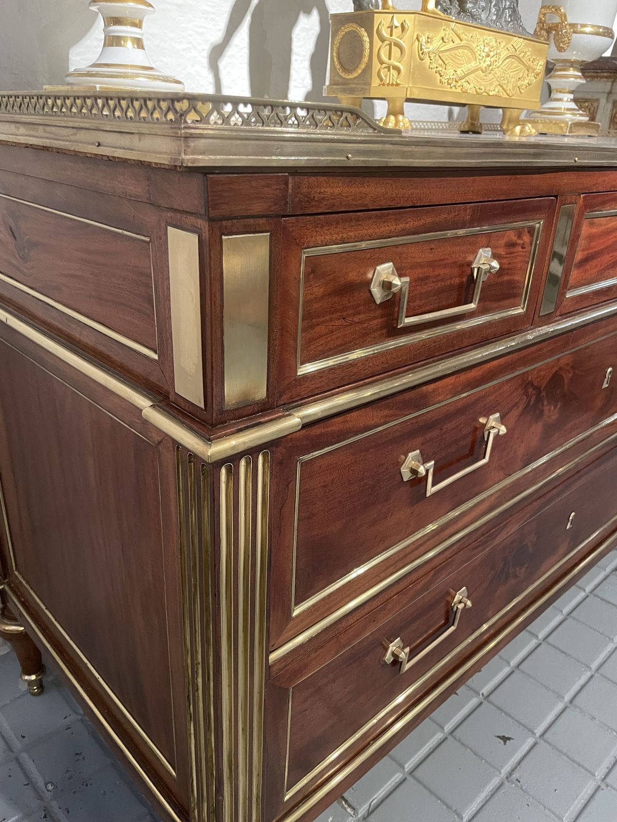 French Commode In Mahogany. Louis Xvl Period photo vintage