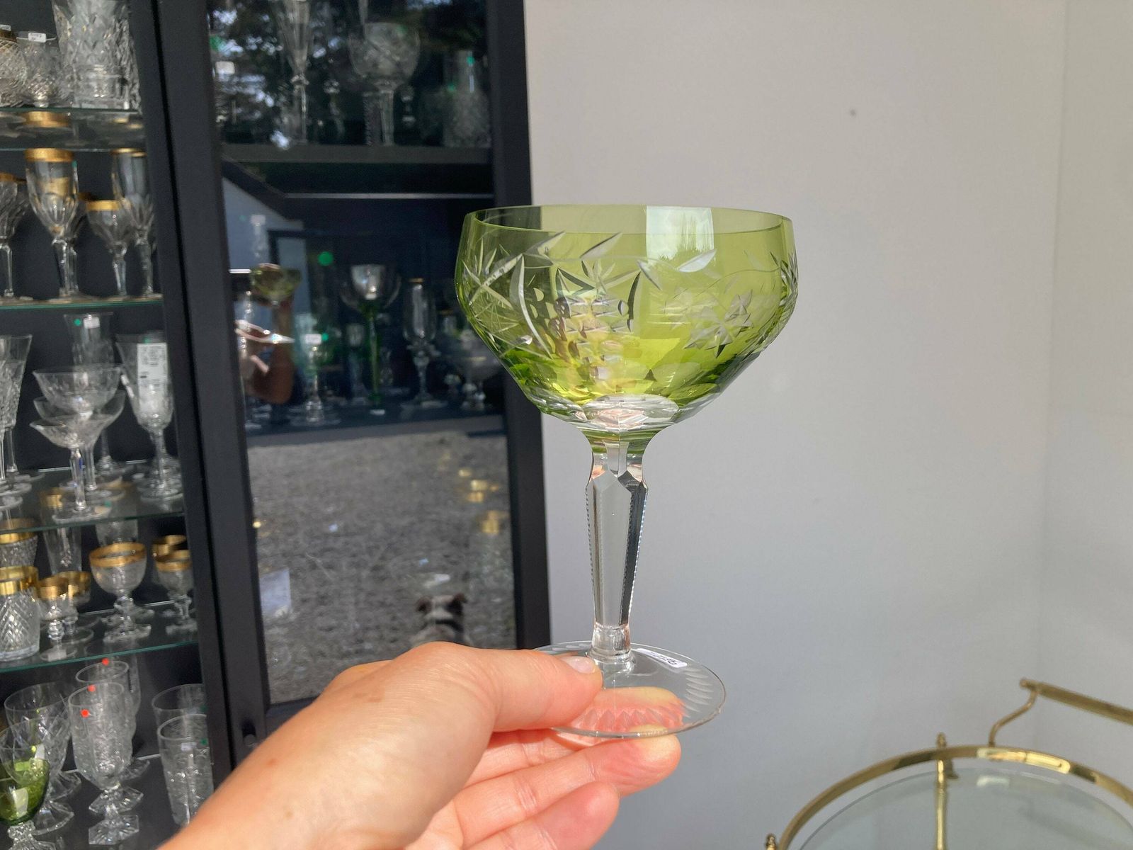 Crystal Champagne Glasses | 2pcs | Reseda, Lime Green | Grapes Decor photo Home Decor