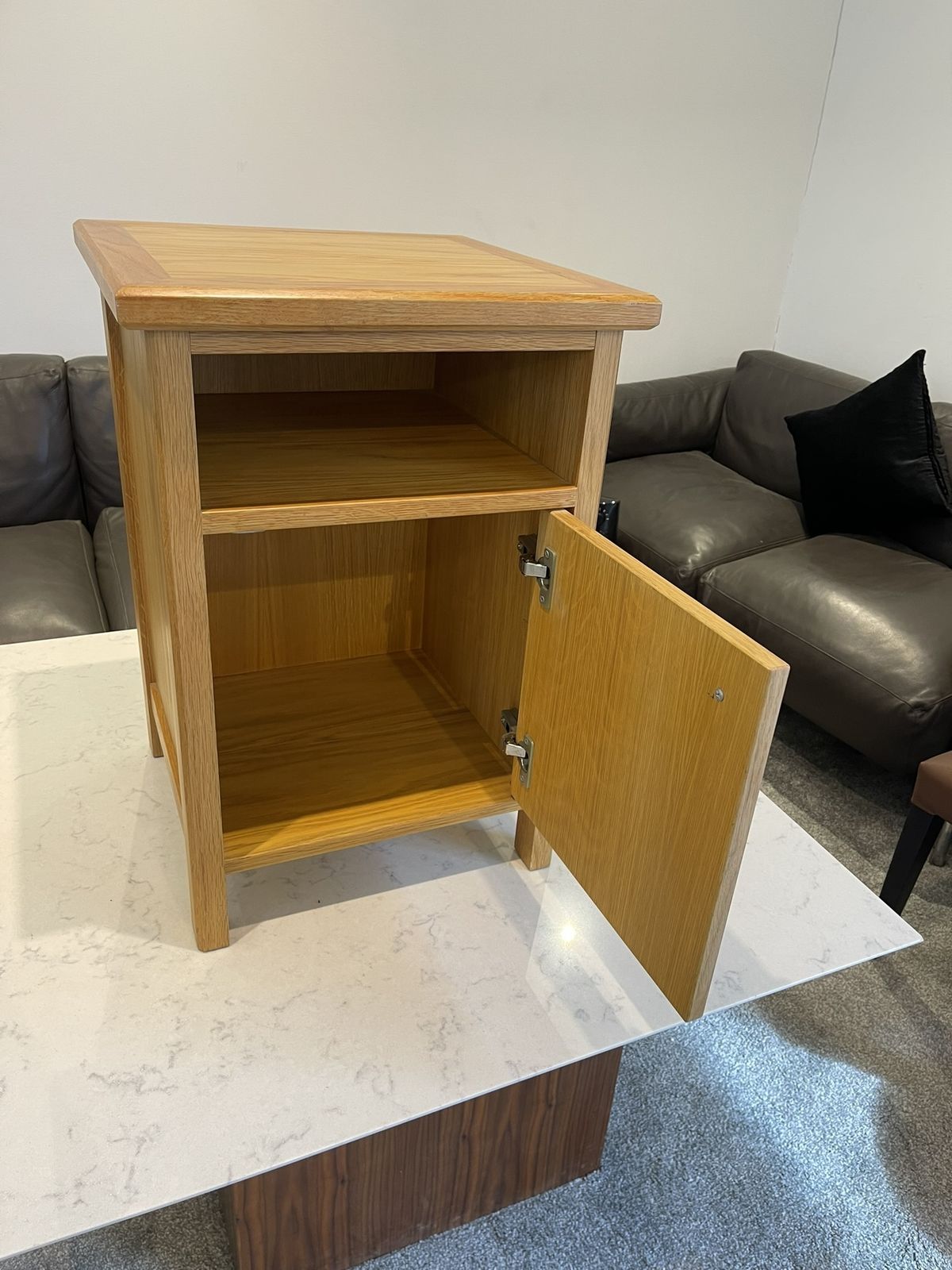 Oak Bedside Cabinet With Oak Veneer Panels And Solid Oak Lipping, Legs And Frame photo buy