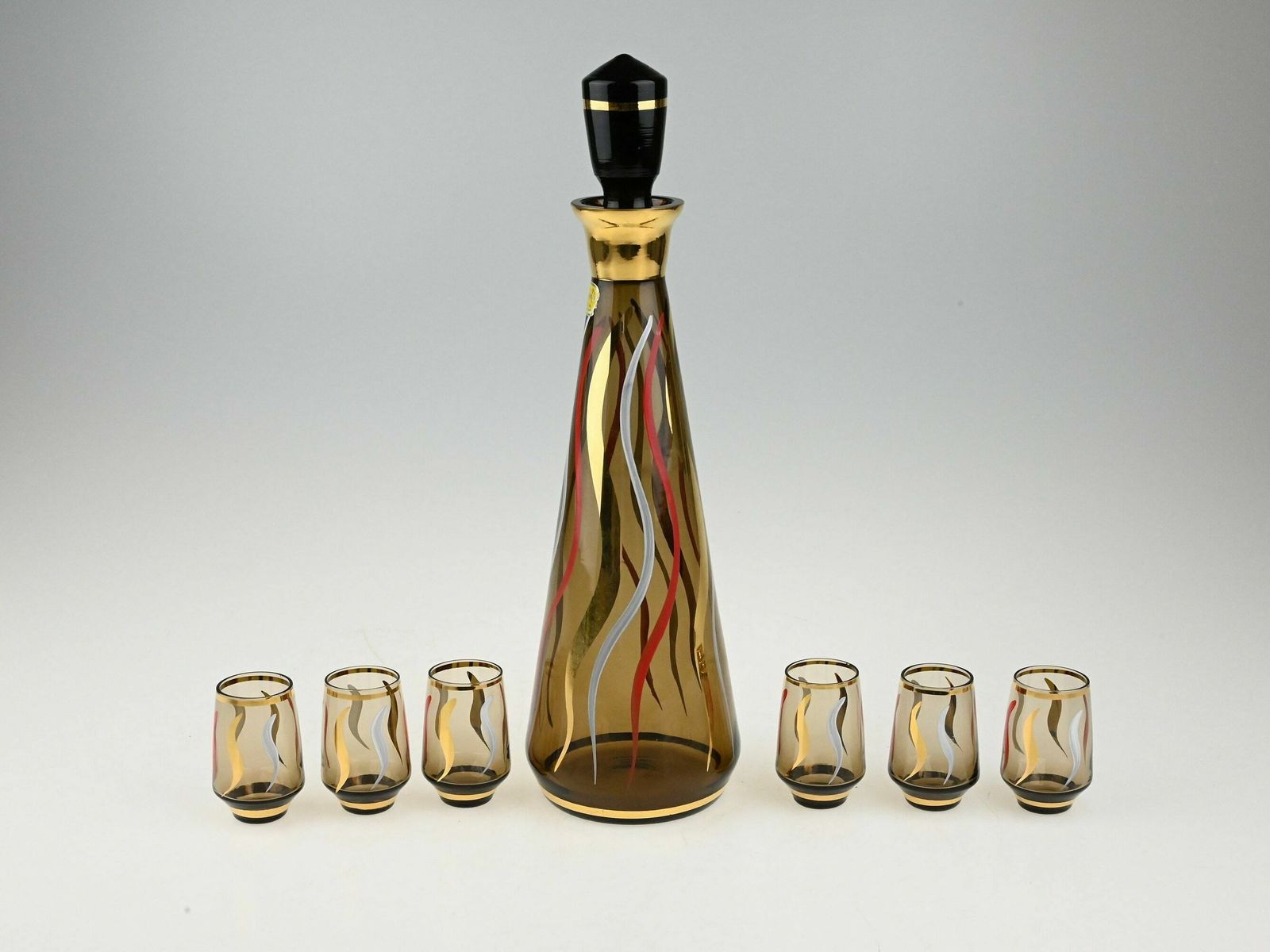 Czech Glass Liquer Set, Mid Century Glassware, Bohemian Glass, Mid Century Decanter, Mid Century Glass, Decanter Set, Czech Decanter photo furniture