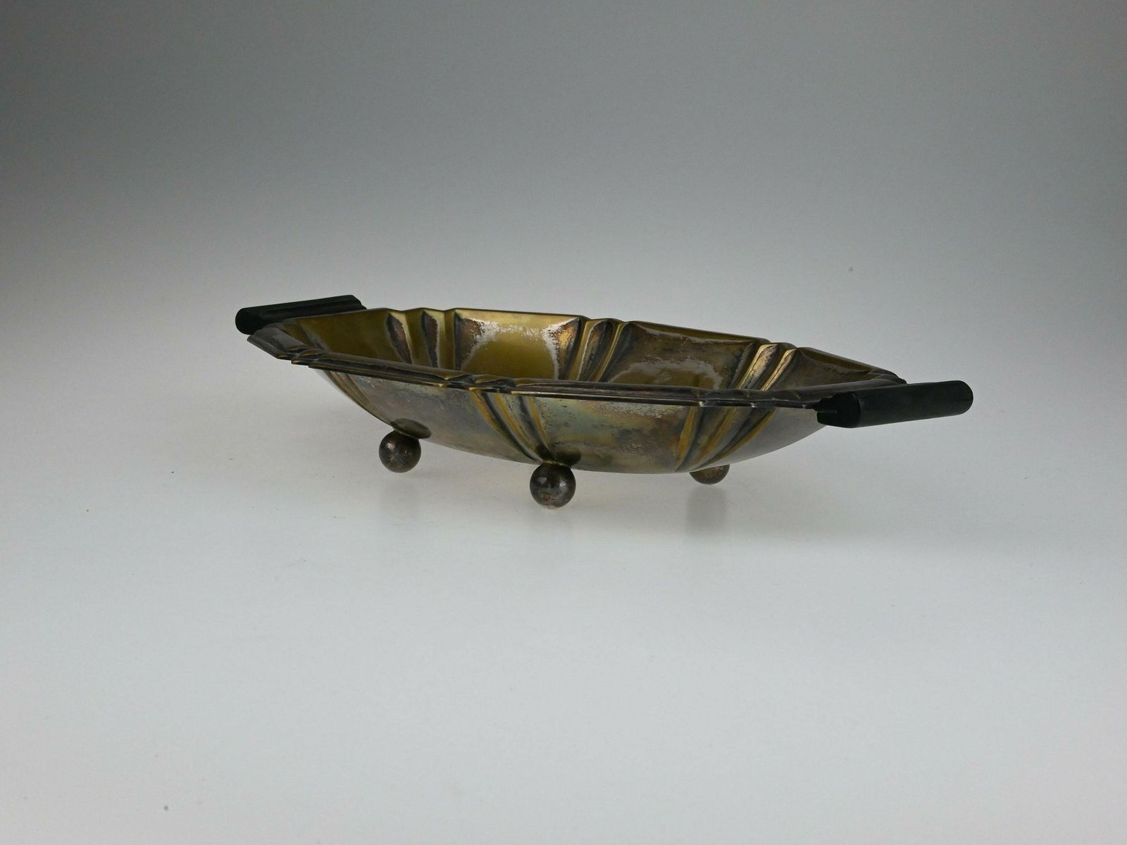 Antique Brass Art Deco Bowl With Wooden Handles, Antique Bowl, Decorative Bowl, Brass Bowl, Art Deco, Metal Bowl, Antique Collectibles photo vinterior