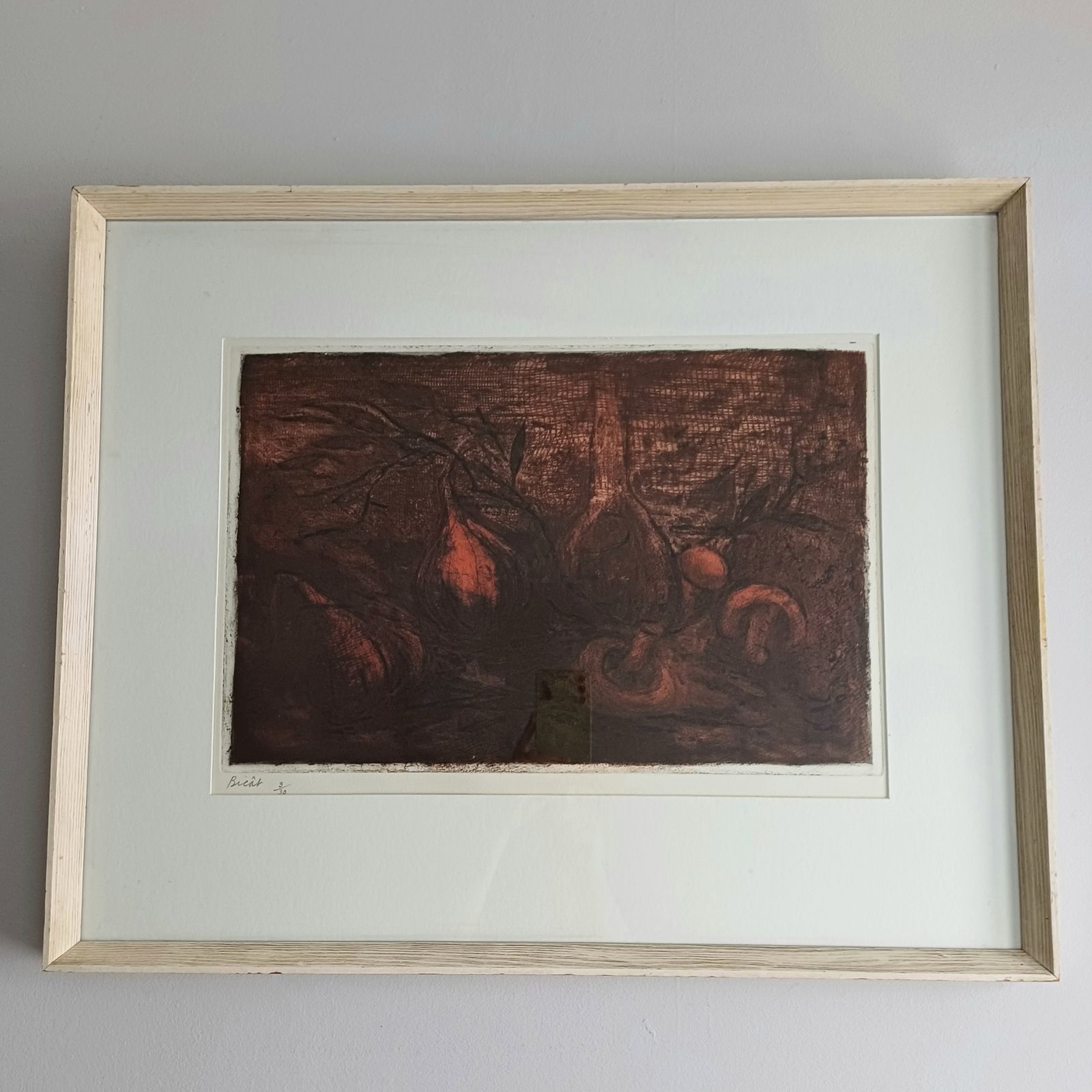 Still Life With Mushrooms By André Bicât, Mid Century photo vinterior