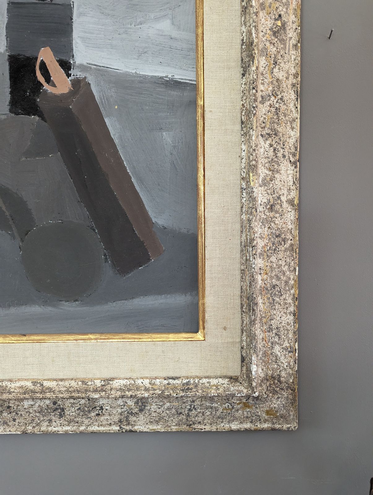 Brown & Black, 1960s, Modernist Oil Painting photo vintage