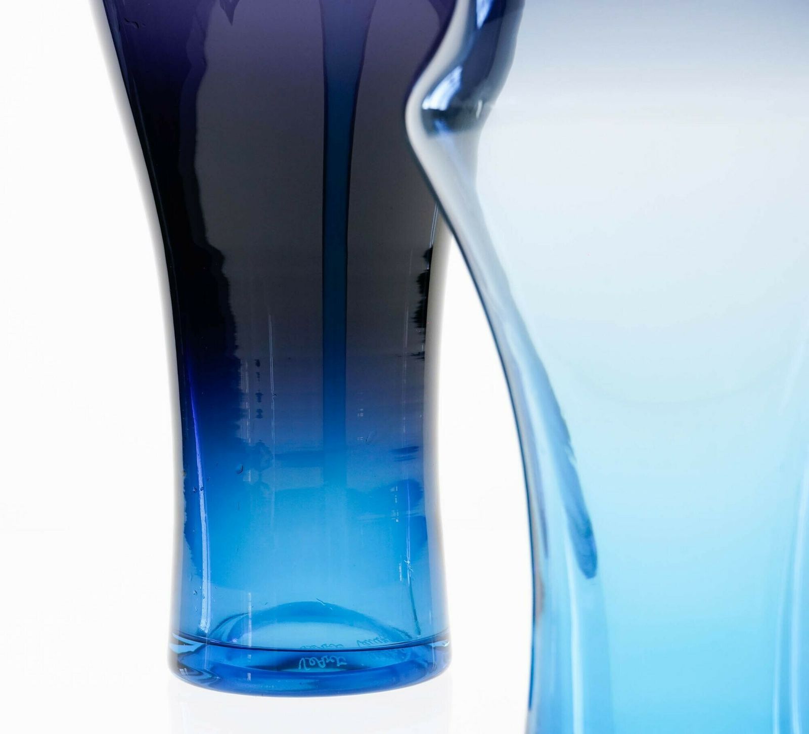 Pair Of Glass Vases. Veart Cobalto Aquamarine Fading. Paolo Venini Design. photo 2400.0