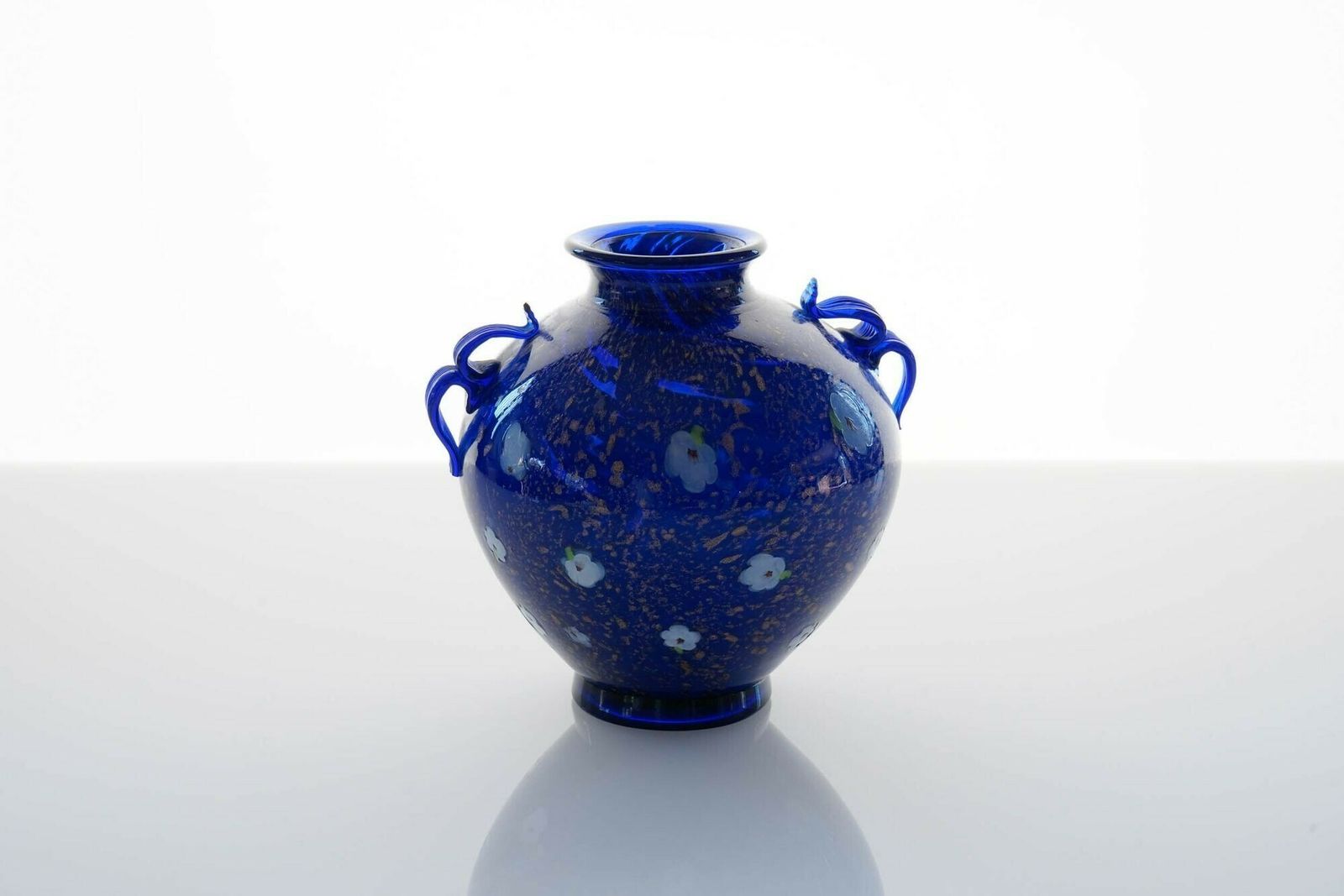 Cobalt Murano Glass Vase, Murrine And Avventurina. Lapis Lazuli. Fratelli Toso photo furniture