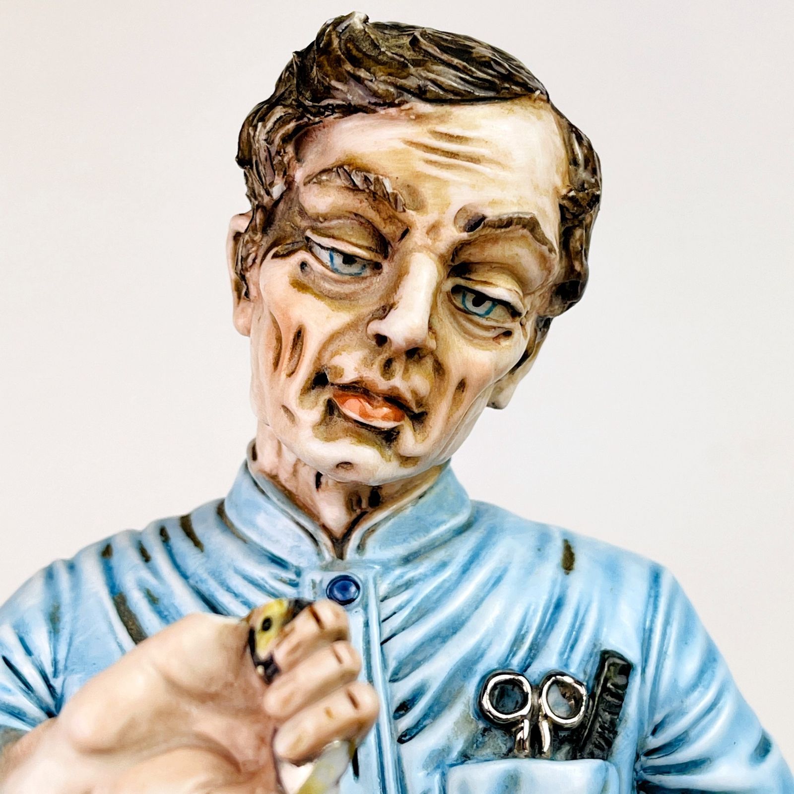 Vintage Ceramic Sculpture Of Barber By Capodimonte Italy 1950s photo furniture