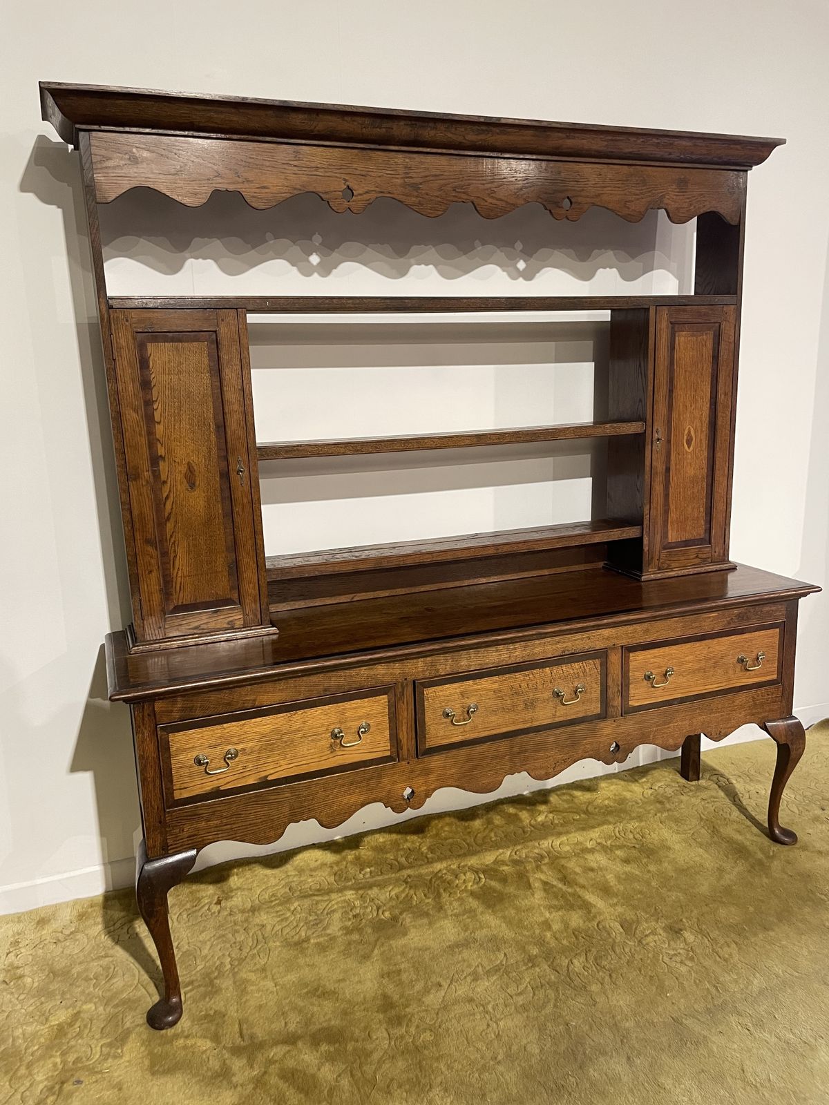 Antique Spicer Of Pontesbury Oak Dresser With Cross Banded Mahogany photo vintage