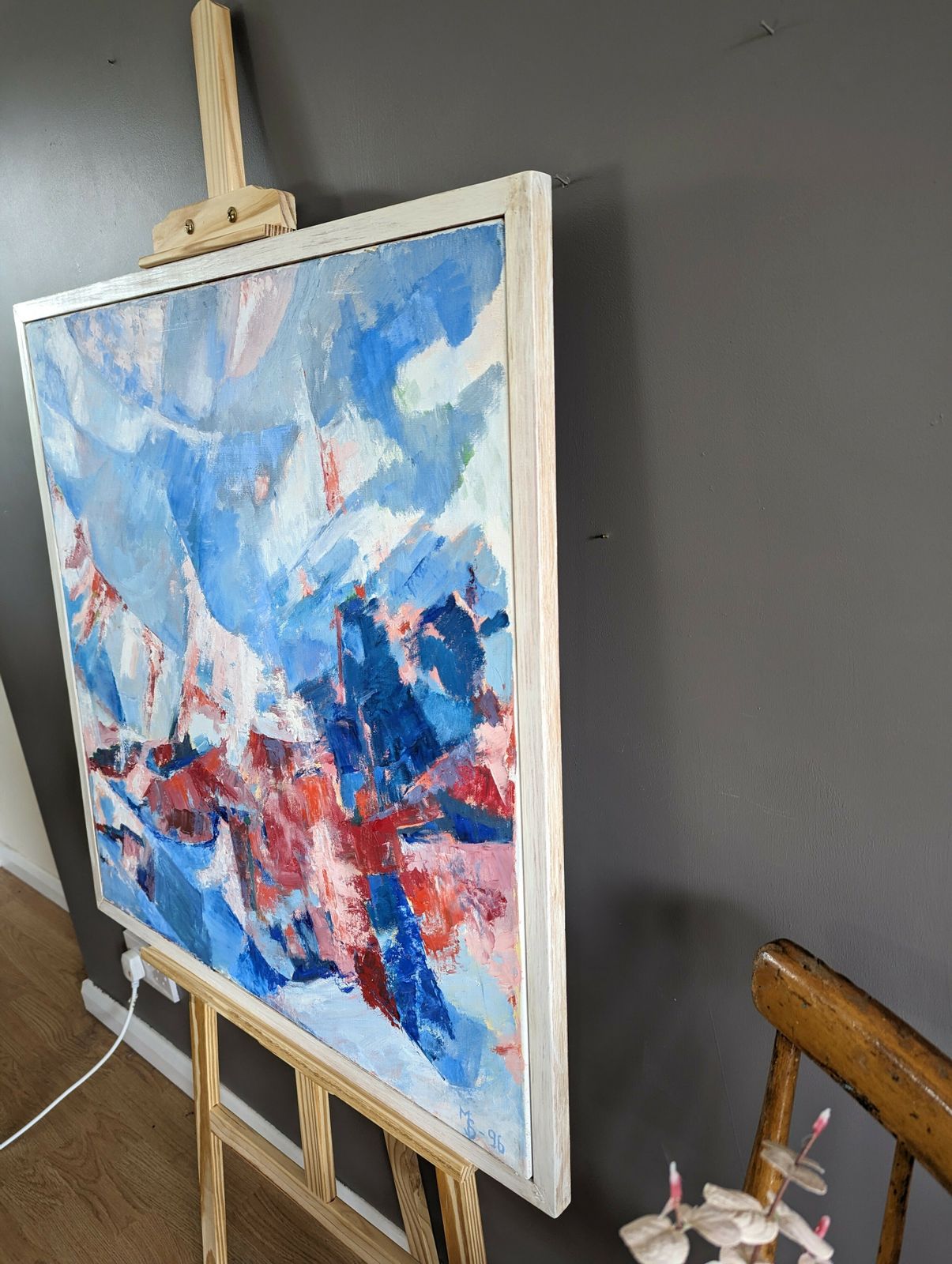 Blue & Red  Oil Painting, 1990s photo Art