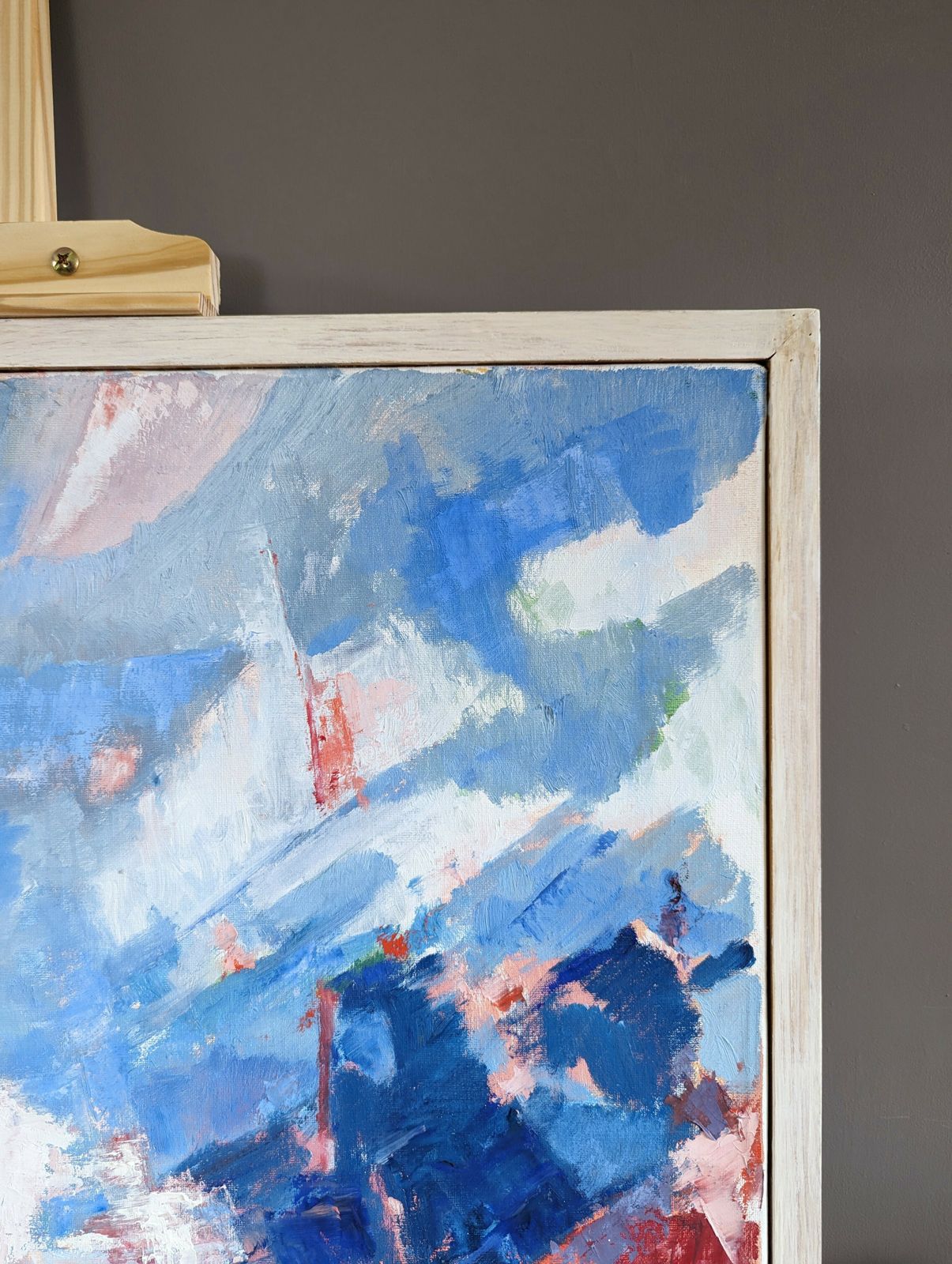 Blue & Red  Oil Painting, 1990s photo vinterior