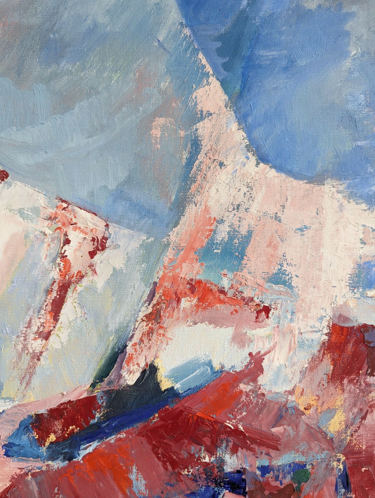 506.0 Blue & Red  Oil Painting, 1990s photo