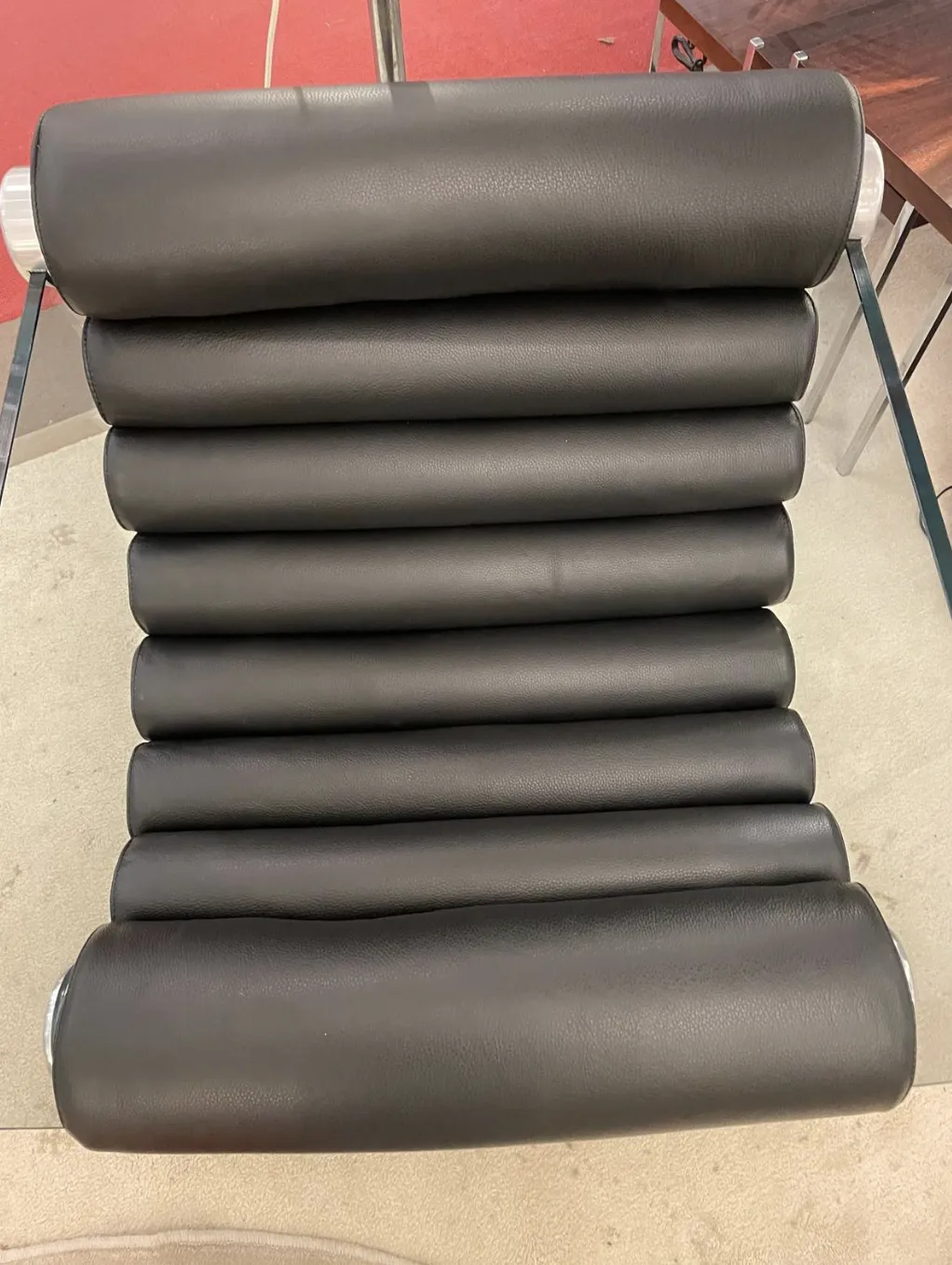 Pair Of Mid Century Glass And Black Leather Modulable Armchairs Model “Hyaline” photo furniture