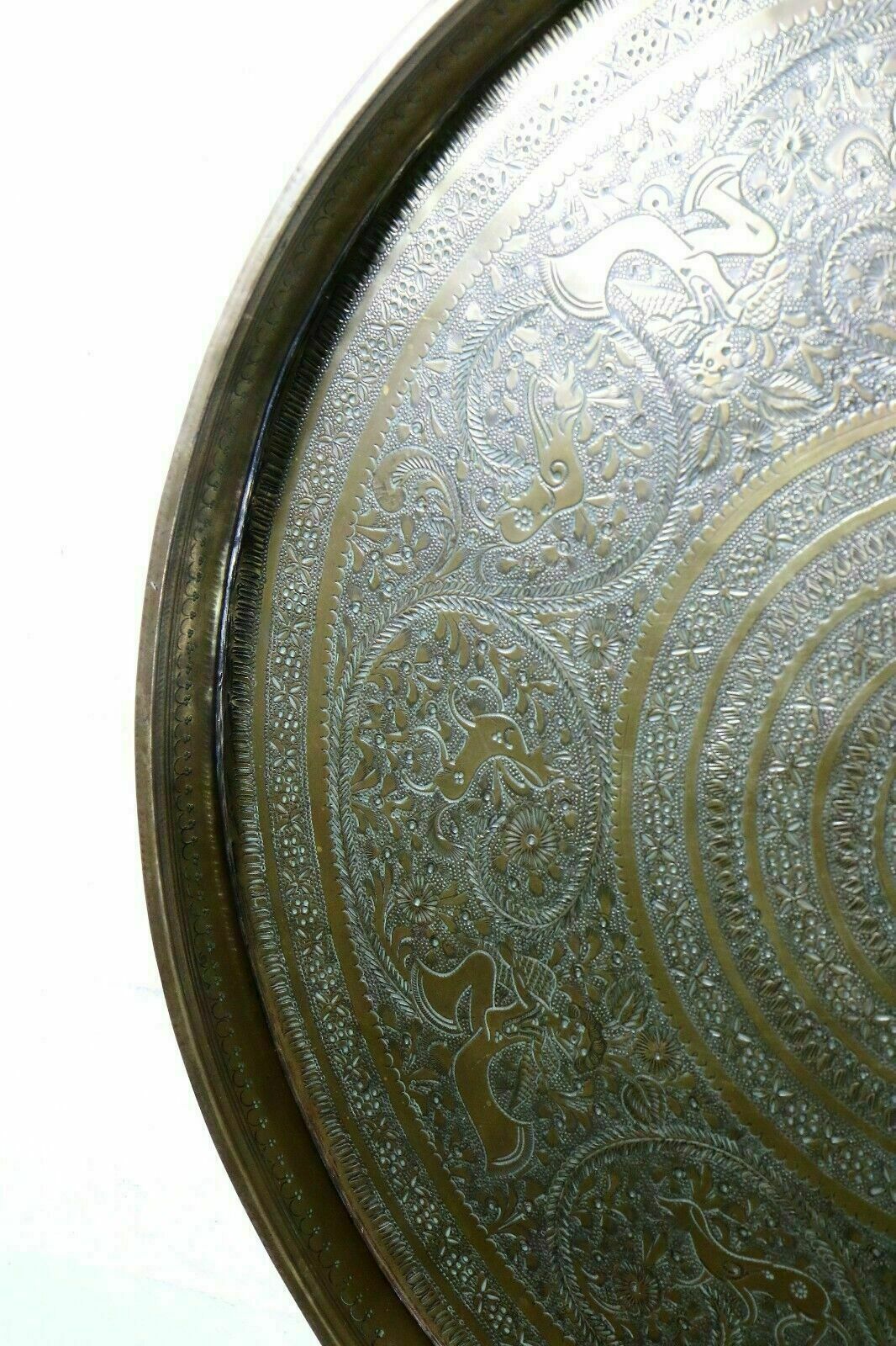 Antique Brass Indian Tray Wall Hanging Hindu Garuda Figure Decoration And Heavy photo for sale