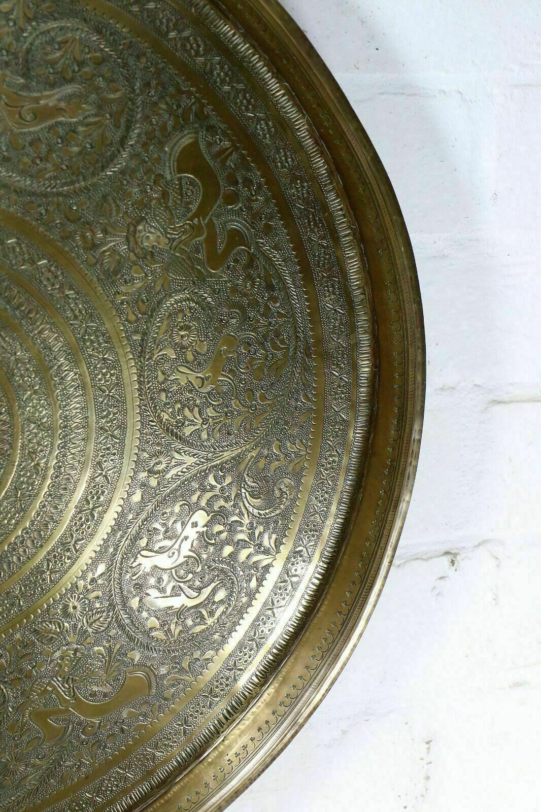 Antique Brass Indian Tray Wall Hanging Hindu Garuda Figure Decoration And Heavy photo Art