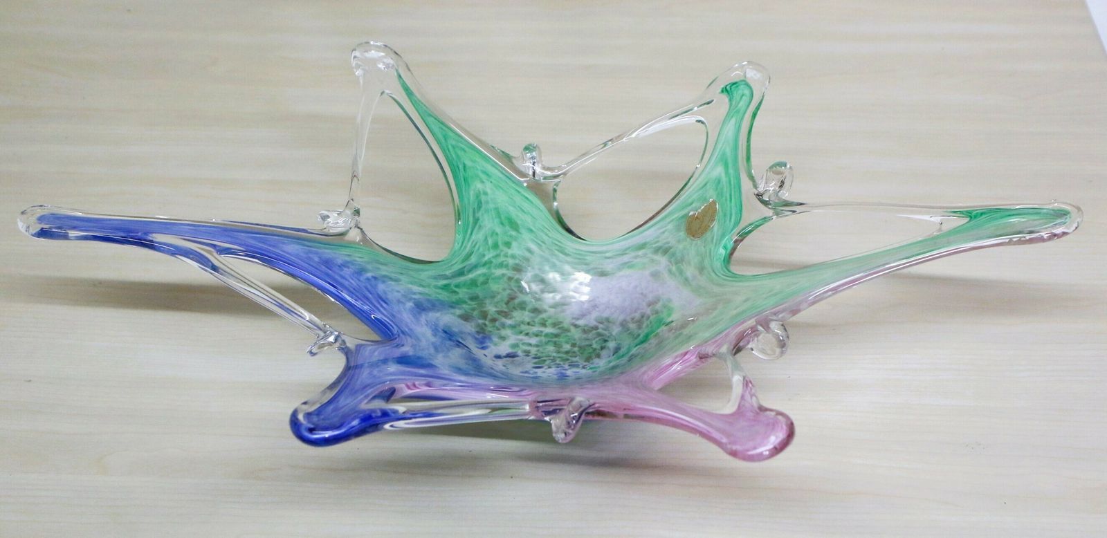 Large Murano Glass Bowl Freeform Italian Organic Mid Century Modern Mcm photo furniture