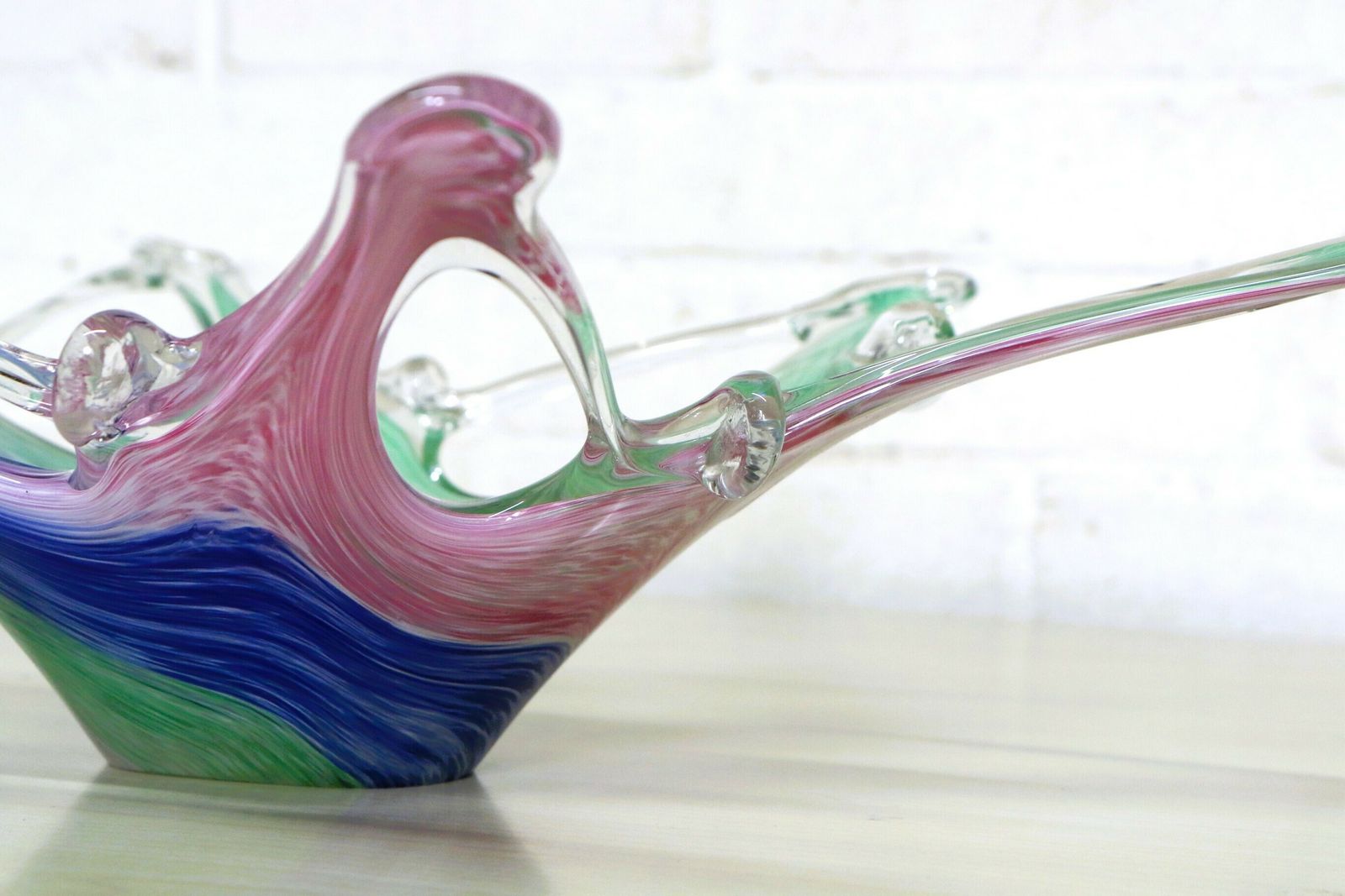 Large Murano Glass Bowl Freeform Italian Organic Mid Century Modern Mcm photo Home Decor