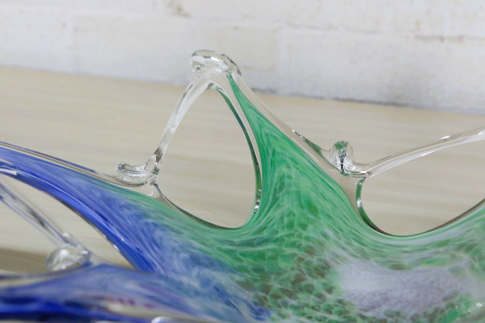 Large Murano Glass Bowl Freeform Italian Organic Mid Century Modern Mcm photo 137.0