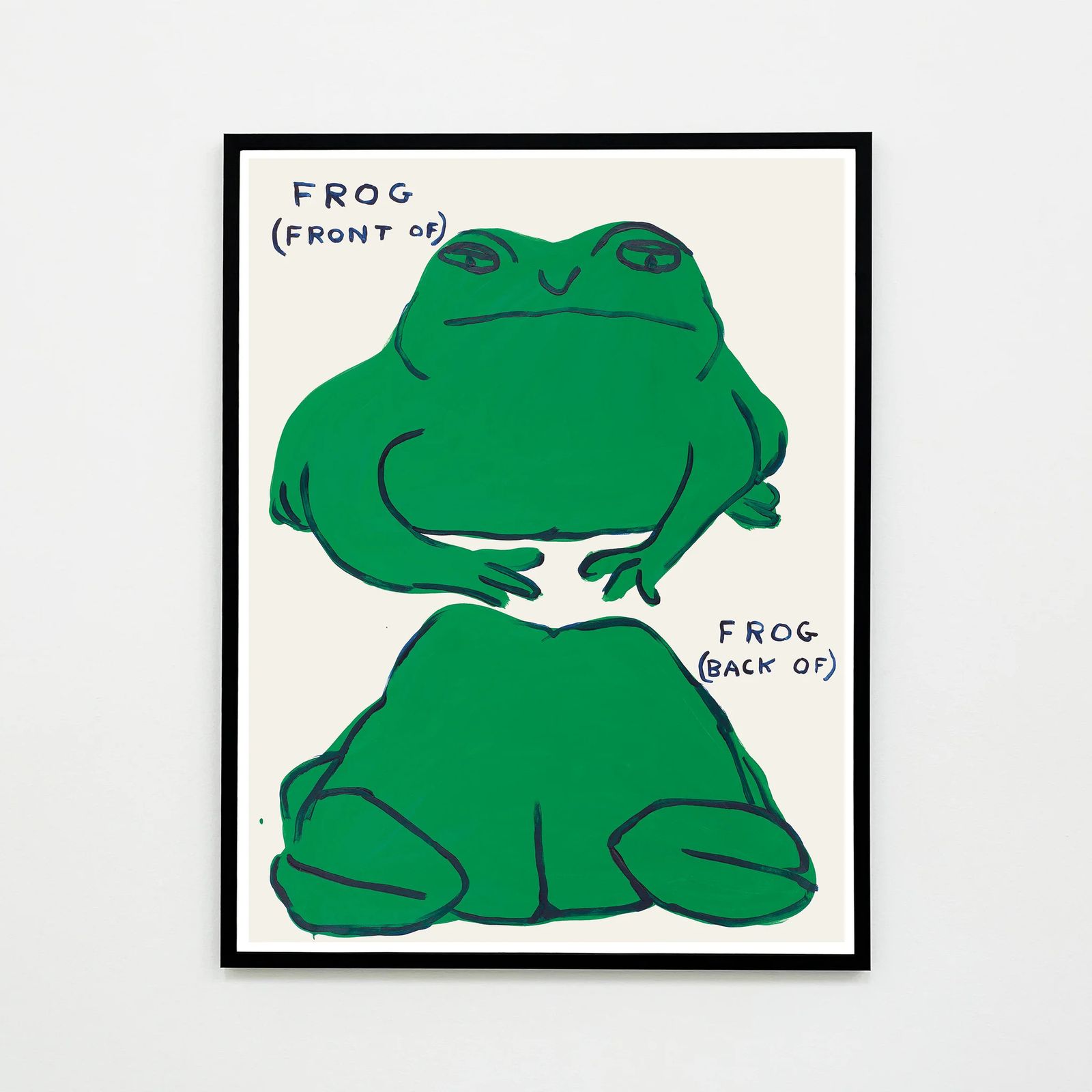 David Shrigley, Frog (Front Of), Frog (Back Of) Poster (Framed), 2021
