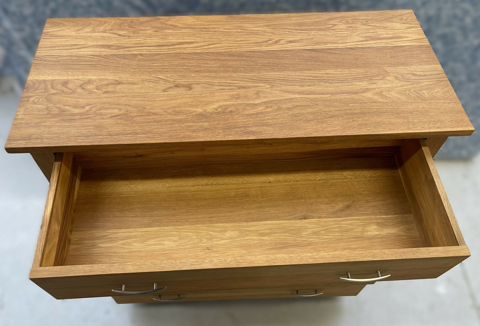 Oak Chest Of Drawers, Solid Wood With 4 Large Drawers, Oiled Finish photo vinterior