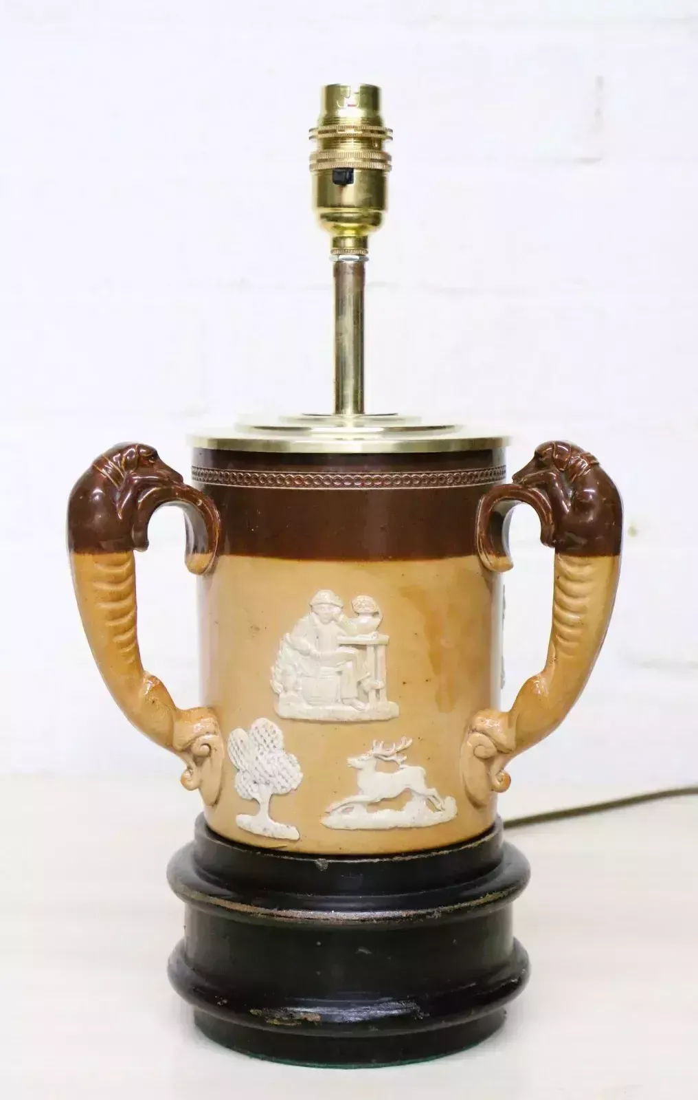 Antique Table Lamp English Royal Doulton 3 Handled Tyg Upcyled Table Lamp photo 99.0