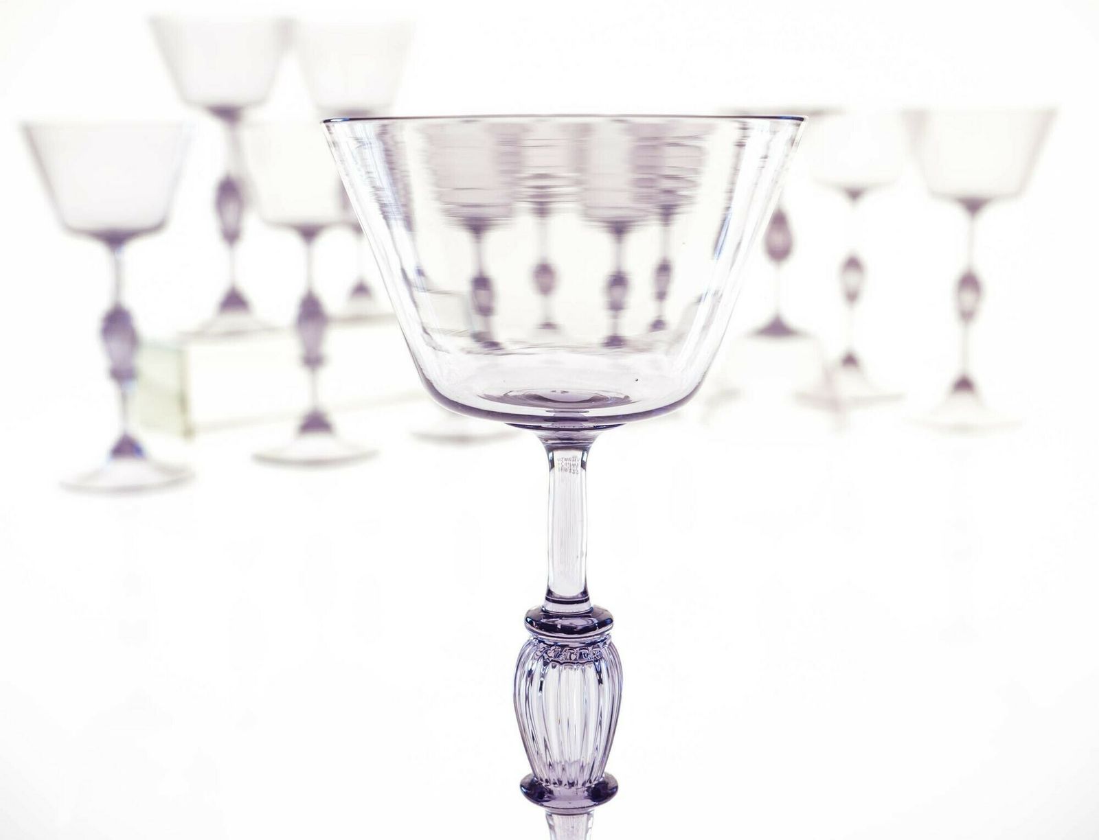 Twelve Cenedese Wine Glass Set, Cyclamen Colour. Murano Glass. Masterpieces photo 3600.0