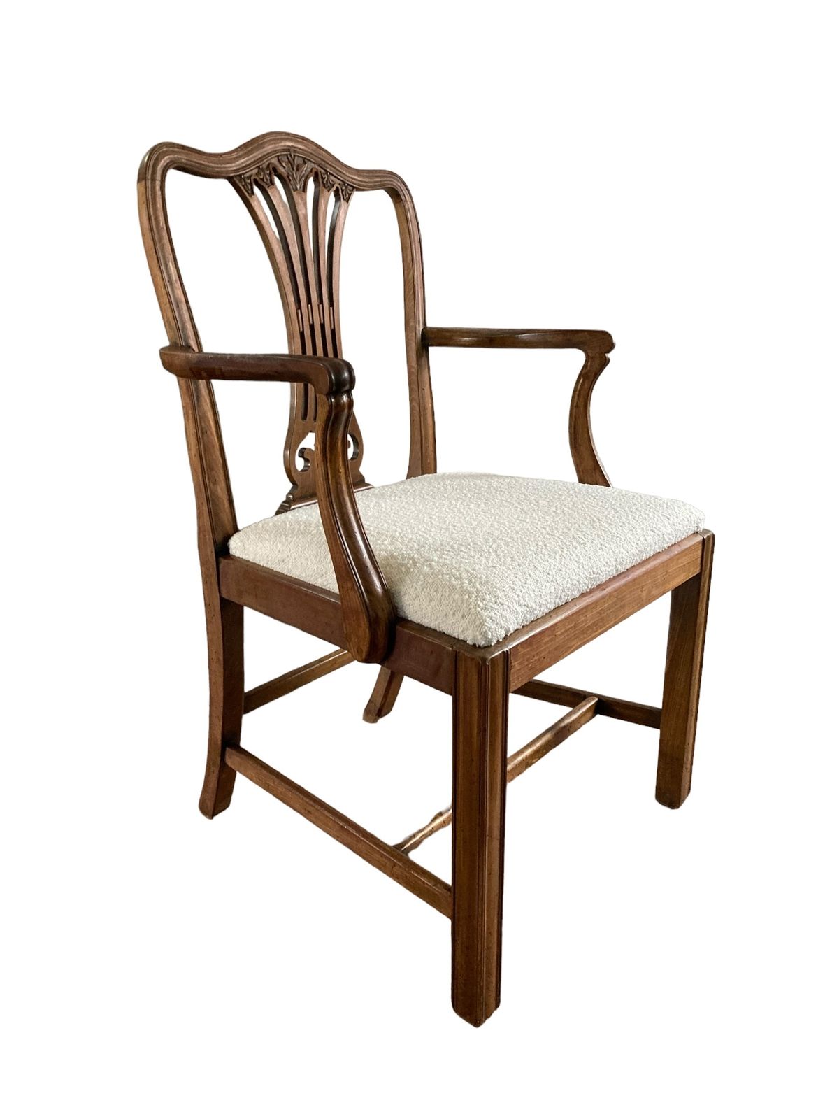 A George III Style Armchair In The Manner White Paris Boucle Fabric photo for sale