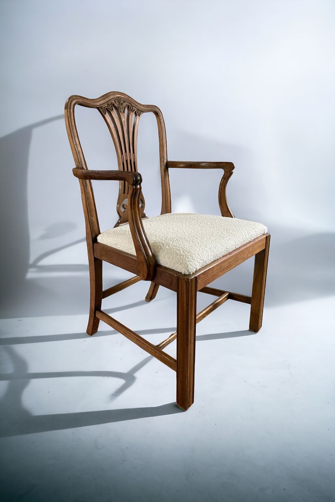 Furniture A George III Style Armchair In The Manner White Paris Boucle Fabric photo