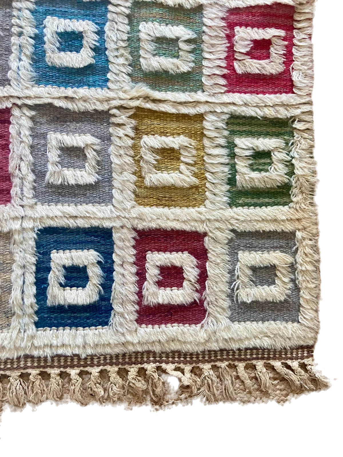Swedish Check Rug, Boho photo for sale