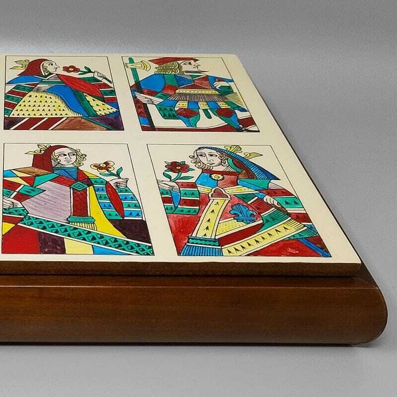 photo furniture 1960s Original Gorgeous Playing Cards Box By Piero Fornasetti In Excellent Condition. Made In Italy