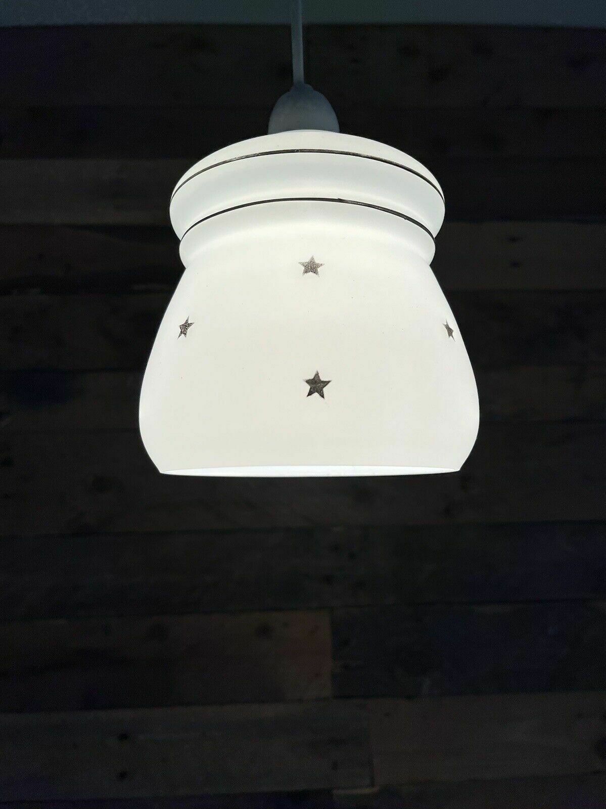 photo vintage Glass Art Deco Black & White Stars Light Shade Childrens Nursery Vintage Retro