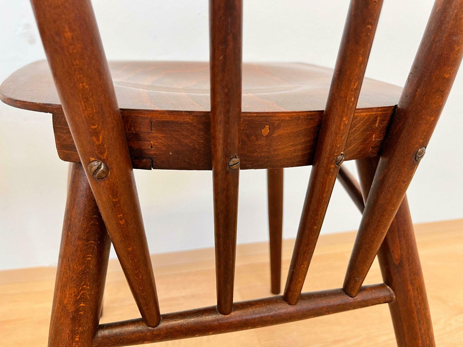 Set Of Four Mid Century Design Wooden Dining Chairs By Ton   1960s photo vinterior