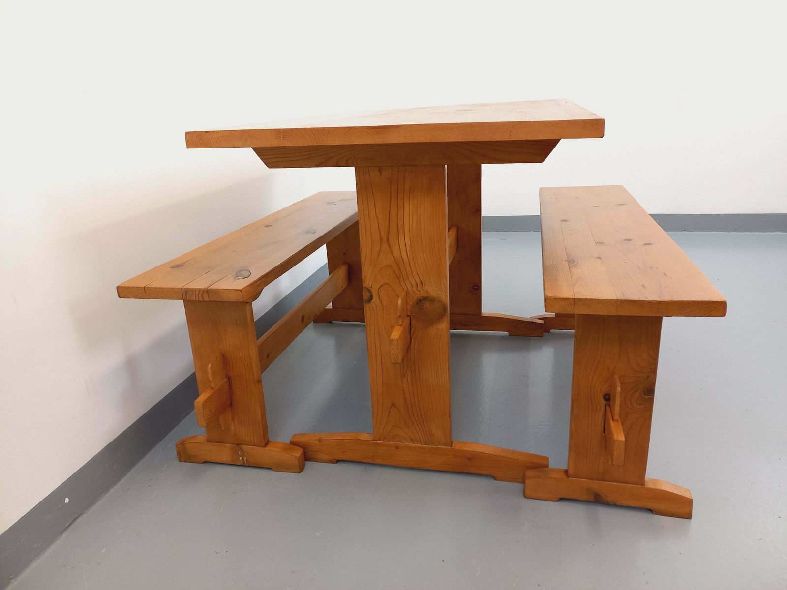 photo for sale Rectangular Table And 2 Fir Benches