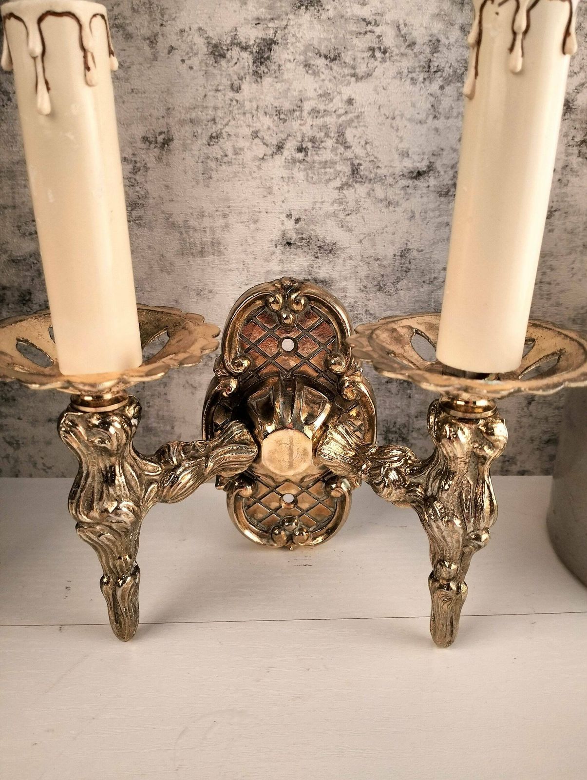 Antique French Bronze Double Wall Sconce   Antique Bronze Wall Light With Two Lights photo furniture