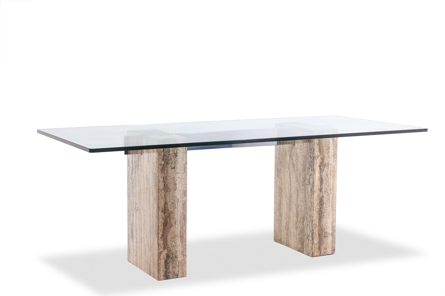 Console, Or Desk, In Glass And Travertine. 1980s. Ls5849657c photo Furniture